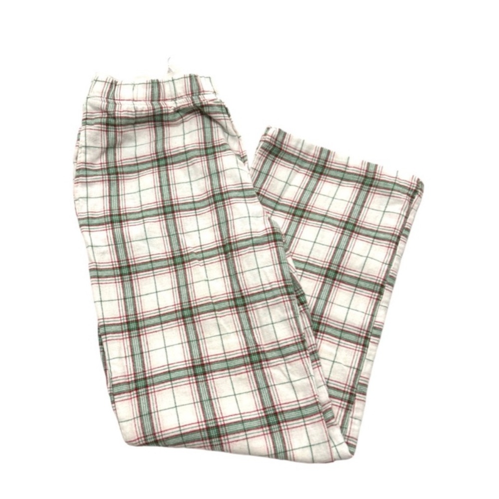 Happily Grey Plaid Pajama Bottoms Loungewear Pants Pockets Off White Size S